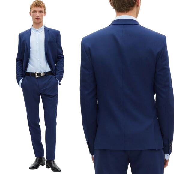 The KOOPLES 100% Wool Navy Blue Micro Houndstooth Blazer Mens Size 52 L-XL - Picture 4 of 16